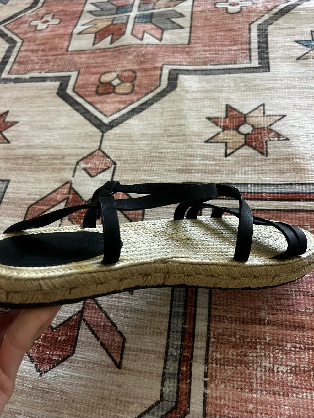 Weekend MaxMara: Woven Espadrille Sandals with Black Straps